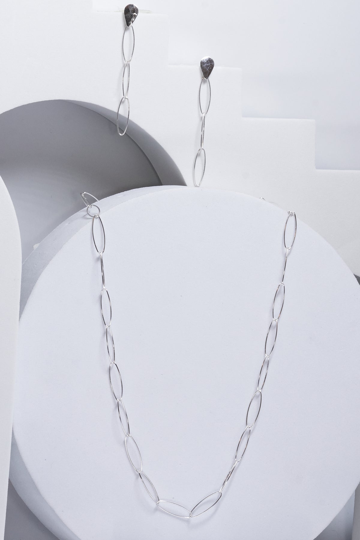 Conjunto eslabón largo de plata 950