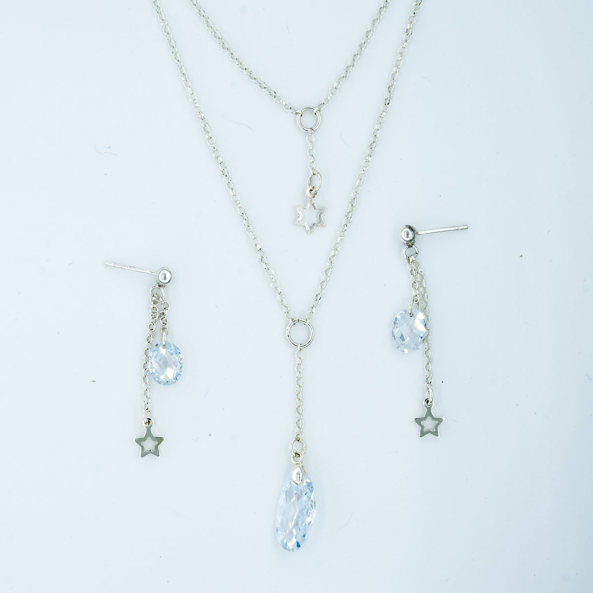 conjunto de plata 950 estrellas con cristal