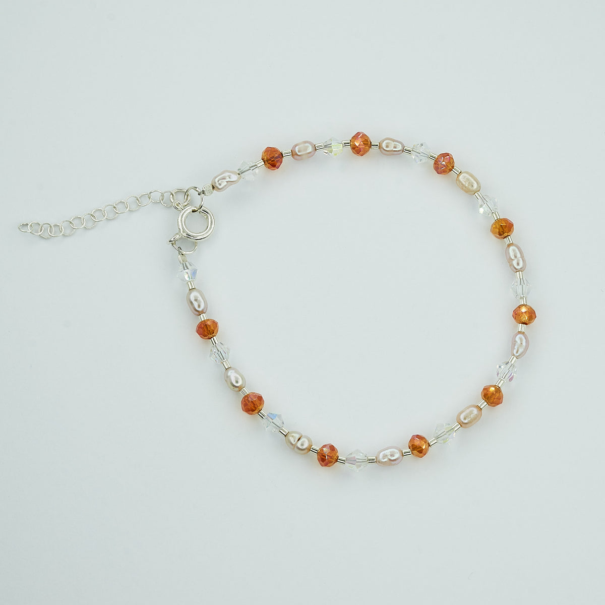 Pulsera cristal y perlas